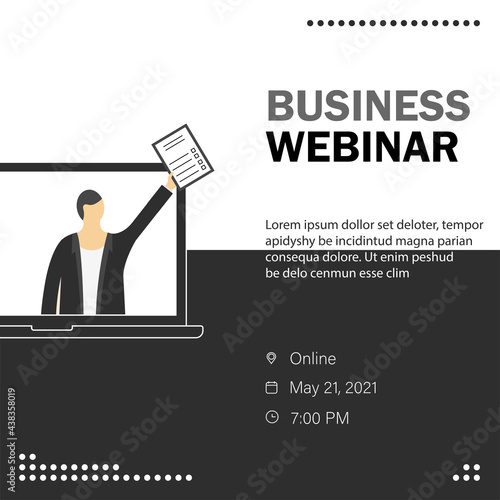 Online webinar vector template. Mock up for busines conference announcement. 