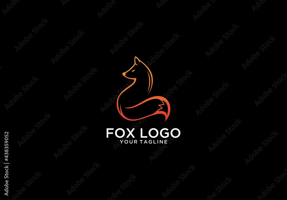 Fototapeta premium unique and simple fox logo on black background