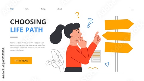 Woman at tangled ways psychological concept