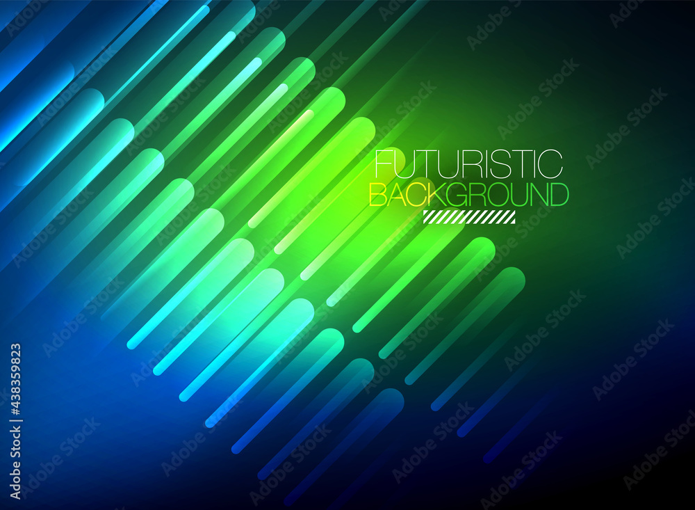 Bright neon color techno abstract background, shiny glowing neon lines in the dark background Bright neon color techno abstract background, shiny glowing neon lines in the dark background