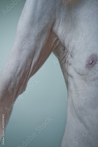 skinny man, old skin, chest