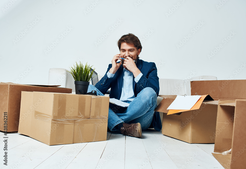 work manager office cardboard boxes with things packing moving work manager office cardboard boxes with things packing moving