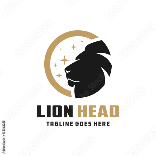 lion head circle logo design