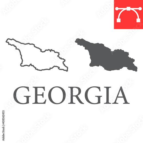 Map of Georgia line and glyph icon