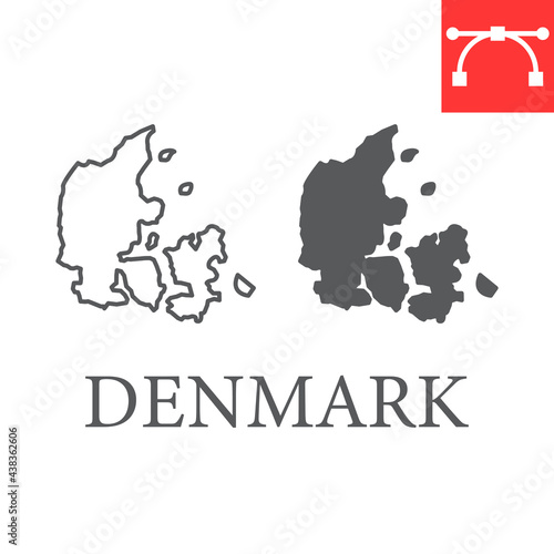 Map of Denmark line and glyph icon