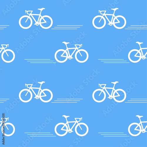 スポーツタイプ自転車が並んだシームレスパターン