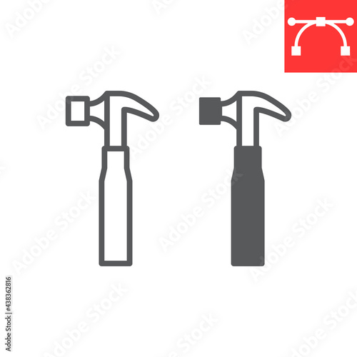 Hammer line and glyph icon