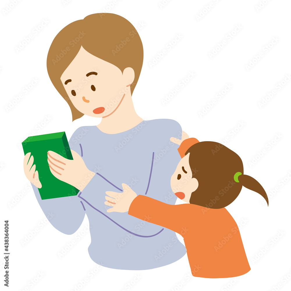 子供を無視してスマホを触るお母さんのイラスト Stock Vector Adobe Stock