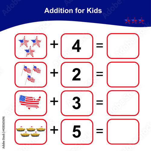 Counting Game for Preschool Children. Educational printable math worksheet. Additional puzzles for kids. Vector illustration in cartoon style.