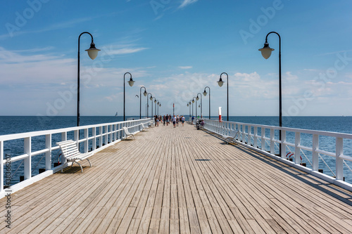 Fototapeta Naklejka Na Ścianę i Meble -  Summer scenery of the Baltic Sea at the pier in Gdynia Orlowo, Poland