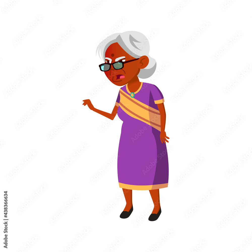 mad indian aged woman grumble at grandfather cartoon vector. mad indian aged woman grumble at grandfather character. isolated flat cartoon illustration