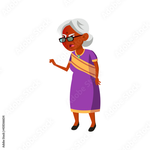 mad indian aged woman grumble at grandfather cartoon vector. mad indian aged woman grumble at grandfather character. isolated flat cartoon illustration