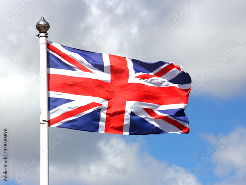 union jack flag blowing in wind photo