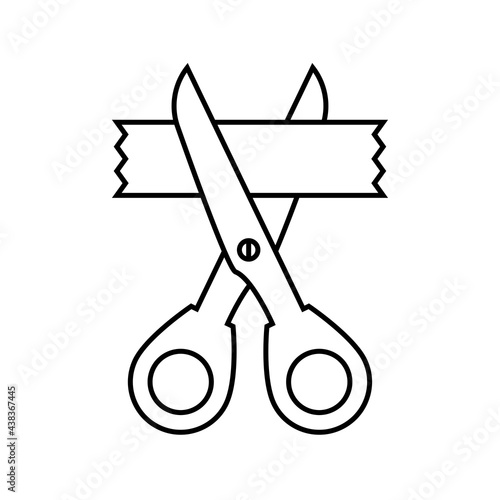 Scissors Cut The Ribbon Icon Line. Grand Opening Concept Symbol Design.