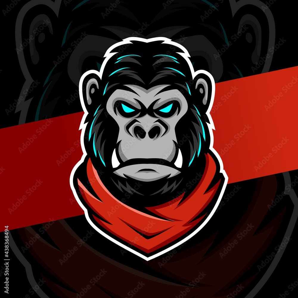 Fototapeta premium gorilla head mascot esport logo design character for gaming and sport logo