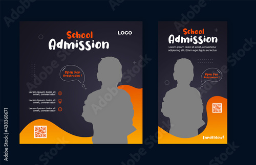 School admission open now social media post and web banner template	