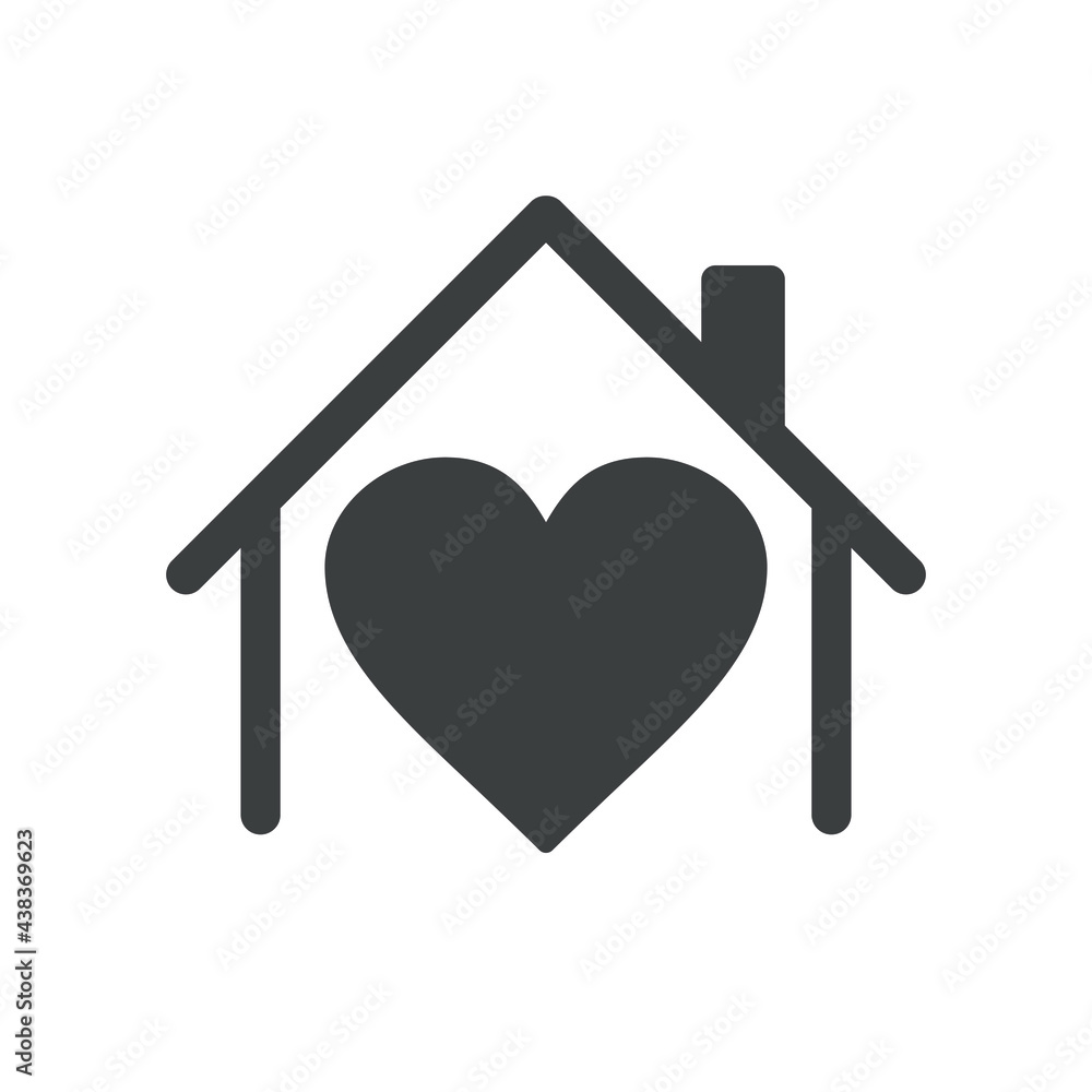 House with heart , love home symbol, vector illustration isolated on white background House with heart , love home symbol, vector illustration isolated on white background