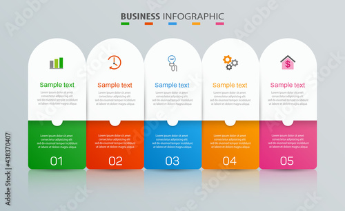  Infographic template with 5 options. Vector Infographics design can be used for workflow layout, diagram, annual report, web design, steps or processes 