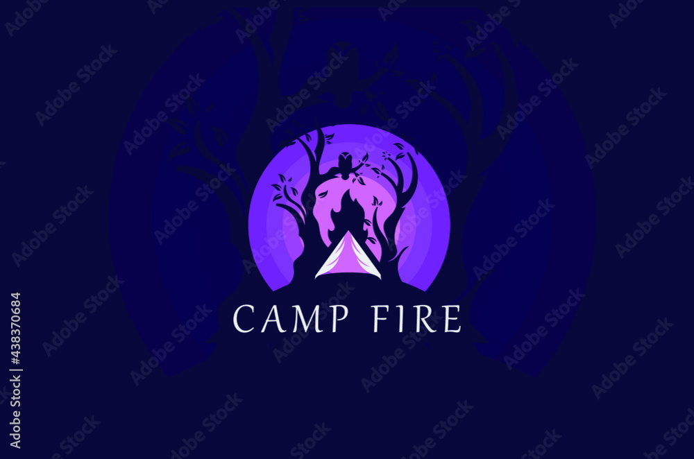 camp Fire Logo Template Design Vector