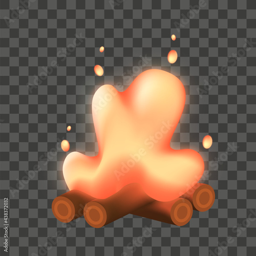 Fire illustration. Abstract stylized cartoon 3d bonfire