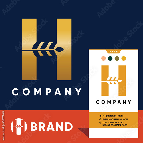 Letter H Initial Wheat Logo Design Vector Icon Graphic Emblem Illustration