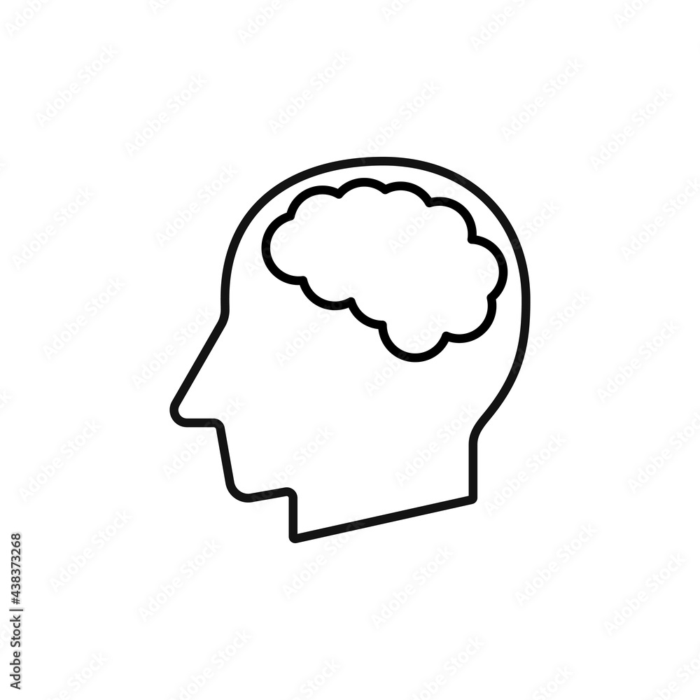 Human head with brain sign silhouette vector