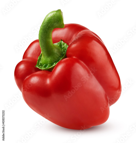 Red sweet bell pepper isolated on white background  