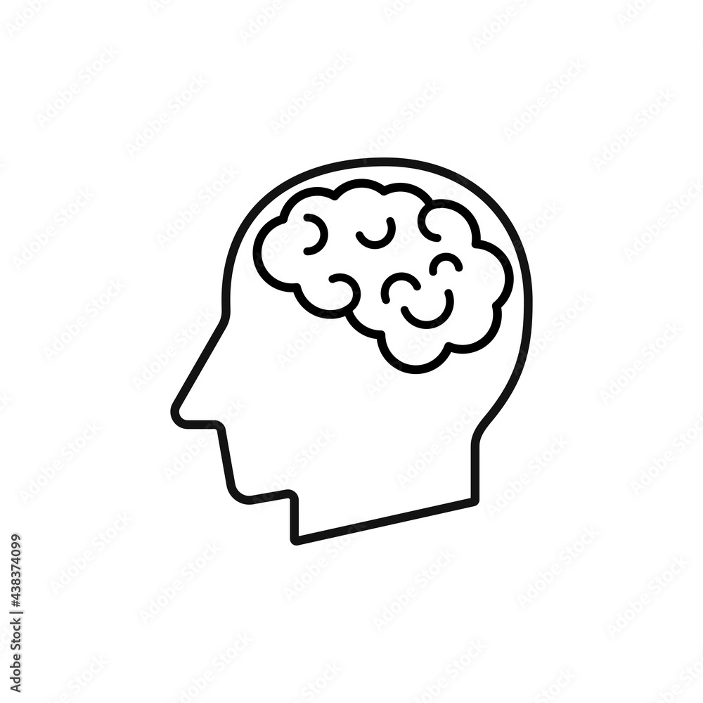 Head with brain sign silhouette vector Head with brain sign silhouette vector