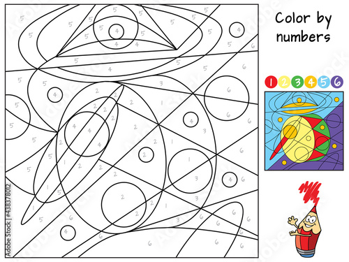 Drum. Color by numbers. Coloring book