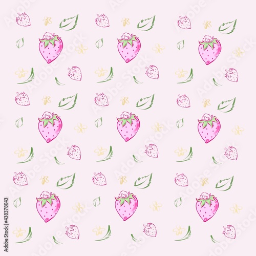 Pattern strawberries and flowers