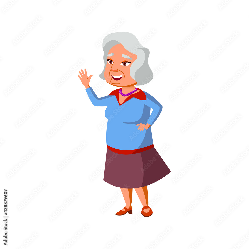 cute granny waving with hand and greeting family in park cartoon vector. cute granny waving with hand and greeting family in park character. isolated flat cartoon illustration cute granny waving with hand and greeting family in park cartoon vector. cute granny waving with hand and greeting family in park character. isolated flat cartoon illustration