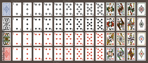 Poker set with isolated cards. Poker playing cards  full deck.