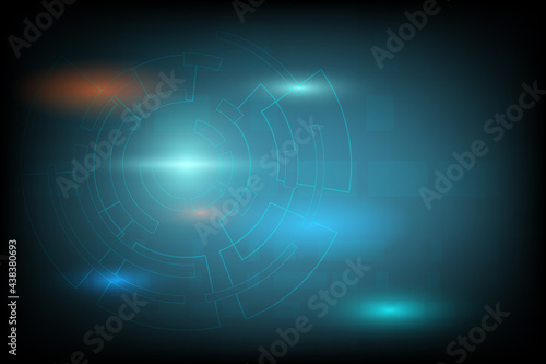 Network Connection in concept with Line Circle and shiny light on dark blue background. Abstract Technology background of data science on blank space. Medical Technology template.