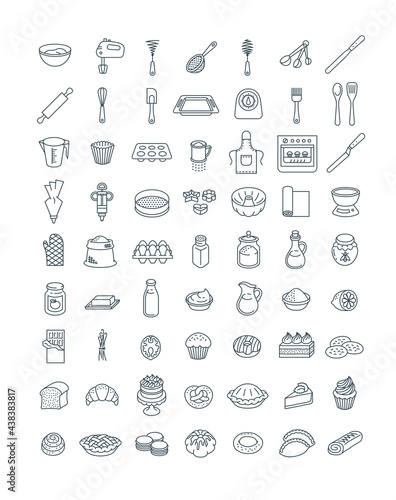 Obraz na płótnie Home baking thin line icons set