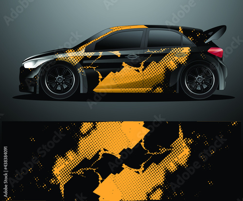 Rally car decal graphic wrap vector, abstract background