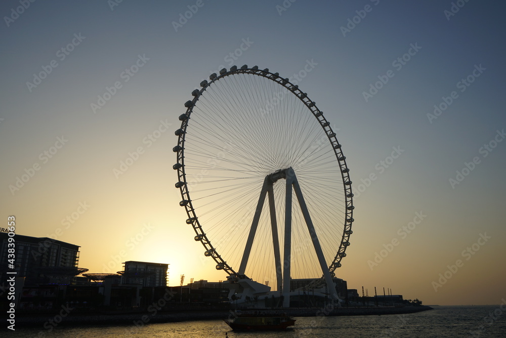 Sunset  view on Ferris wheel in Dubai Marina