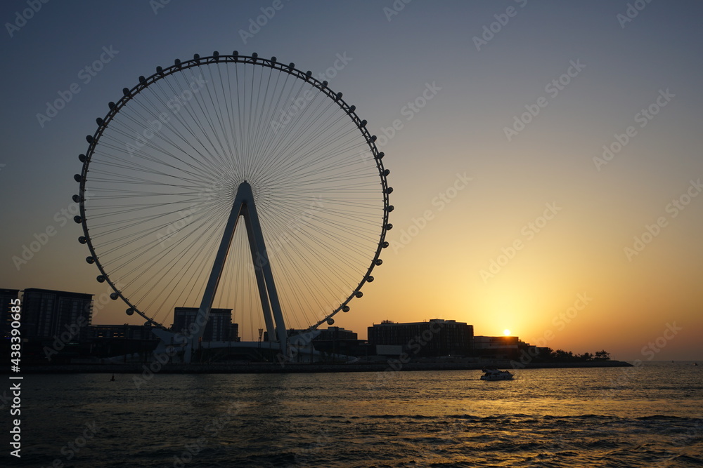 Sunset  view on Ferris wheel in Dubai Marina