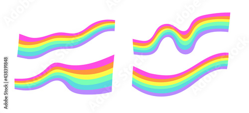 Vector Flat Illustration Rainbow. Cartoon Pride Colorful Drawing. LGBTQ Flag Support Icon Ribbon