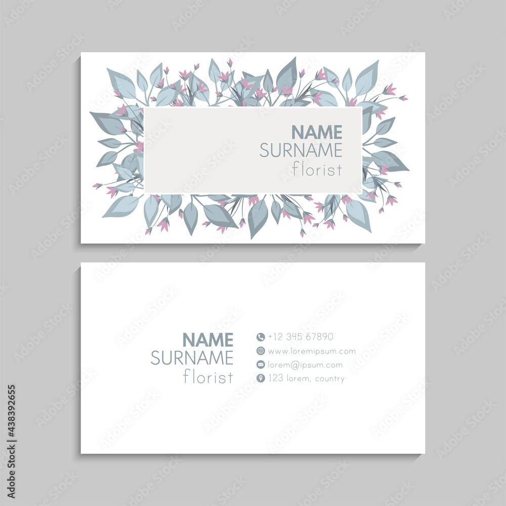 Abstract Business Card Template With Flowers_21