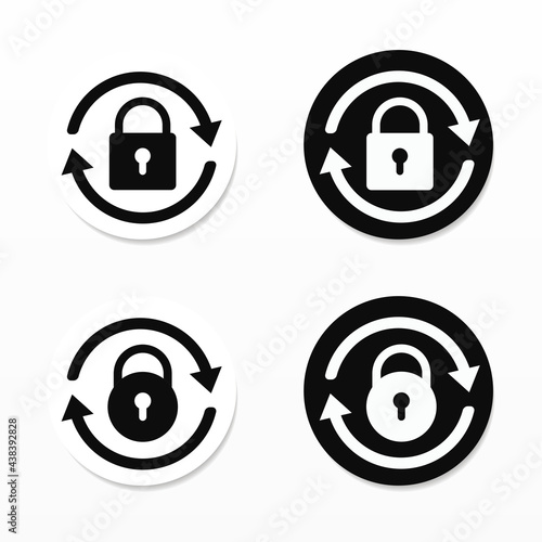 Reset password sign. Padlock reload,  rotate, sync, restart, update. Illustration vector