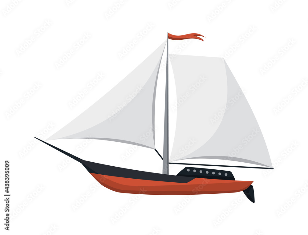 Yacht sailboat or sailing ship, sail boat marine. Cruise travel company.  icon