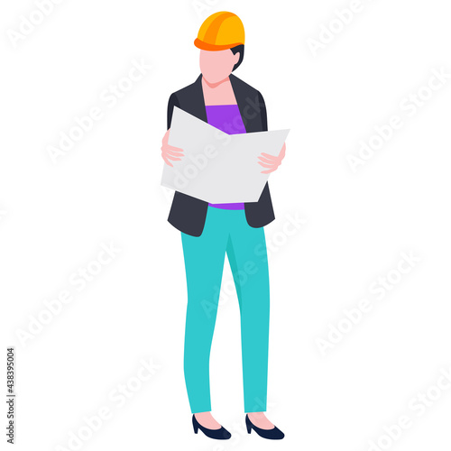 Construction architect engineer worker illustration.