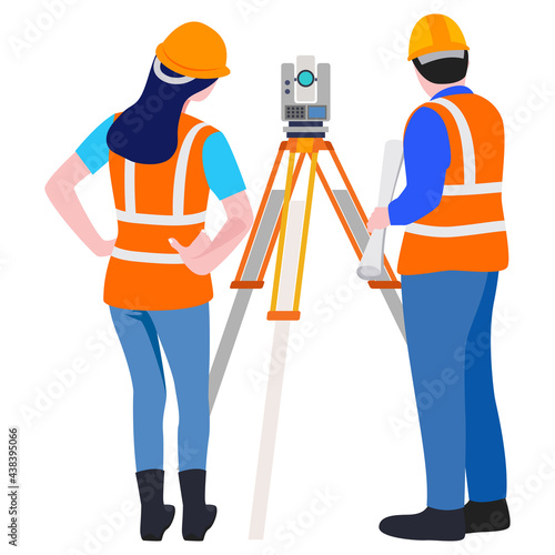Construction architect engineer worker illustration.