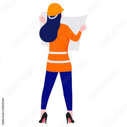 Construction architect engineer worker illustration.