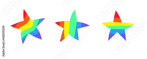 Vector Flat Illustration Rainbow. Cartoon Pride Colorful Drawing. LGBTQ Flag Support Icon Stars