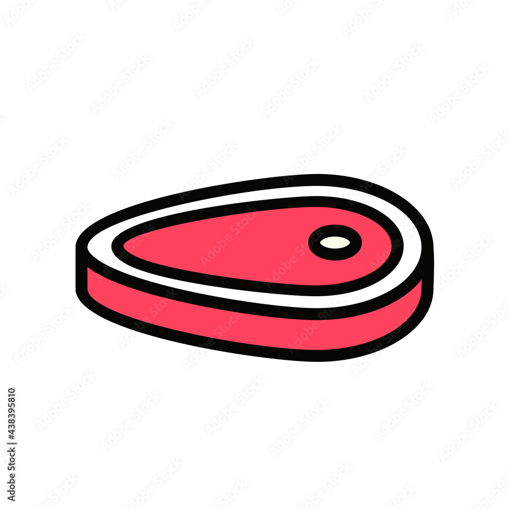 Meat icon Design Template. Illustration vector graphic. simple flat color line style icon isolated on white background. Perfect for your web site design, logo, symbols of restaurants, cafe Meat icon Design Template. Illustration vector graphic. simple flat color line style icon isolated on white background. Perfect for your web site design, logo, symbols of restaurants, cafe