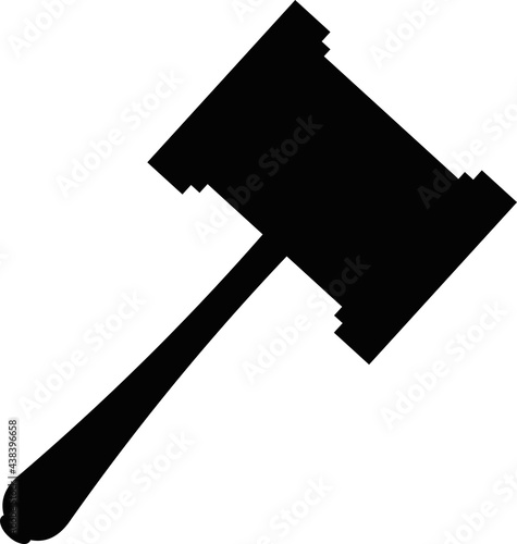 Vector illustration of black silhouette of mallet of judge