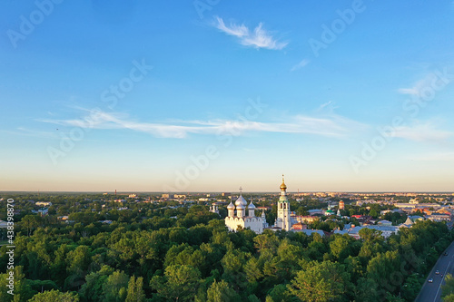 autumn vologda kremlin, drone top view, russia religion christian church © kichigin19
