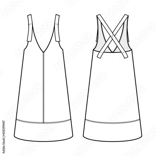 Fashion technical drawing of pinafore