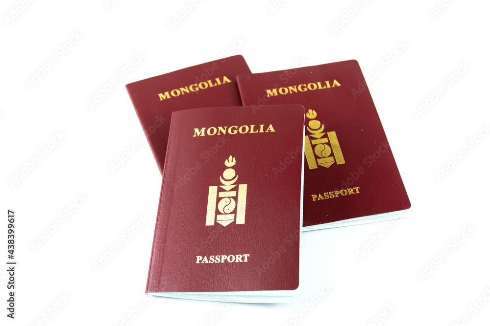 Mongolia passport isolated on white background Mongolia passport isolated on white background